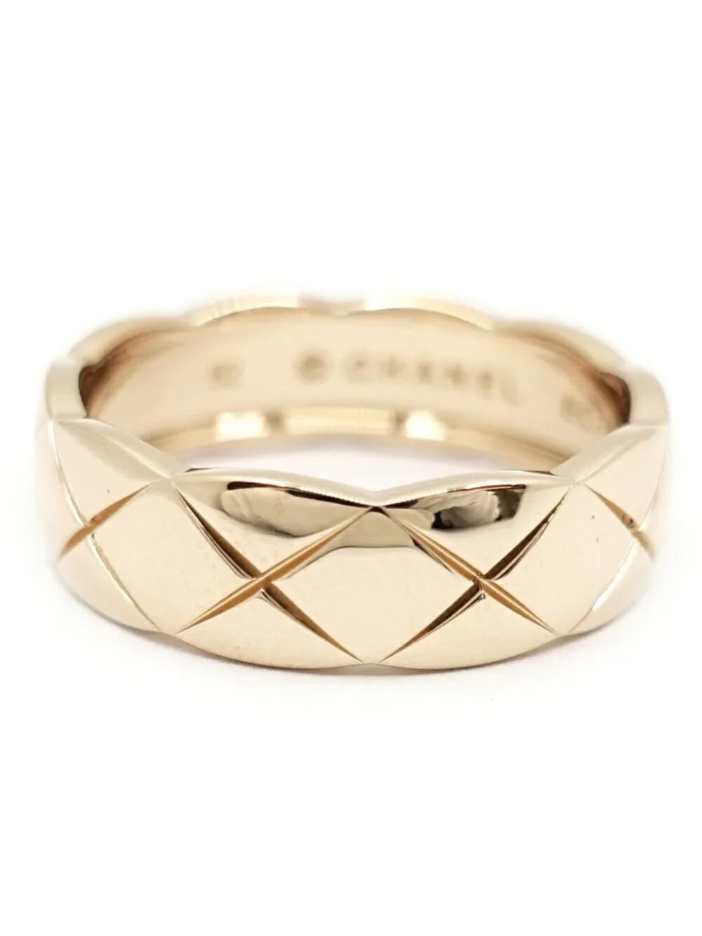 Chanel 18k Pink Gold Coco Crush Ring Medium Model Beige